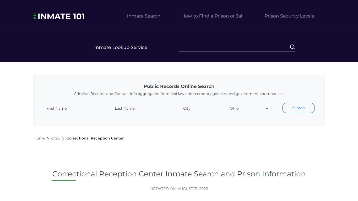 Correctional Reception Center Inmate Search and Prison Information